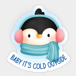 Cute Penguin in Earmuffs Sticker